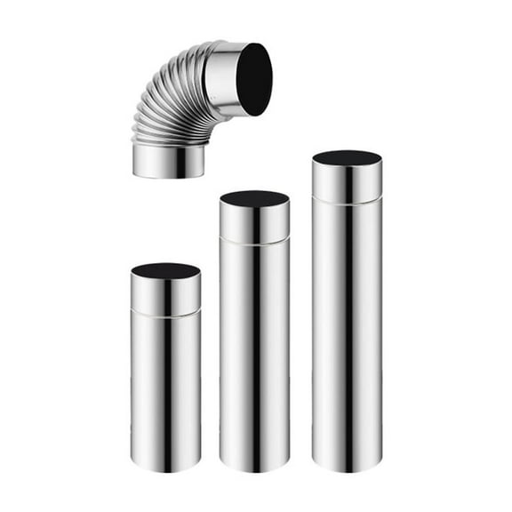 HONMEET 4pcs Pellet Stove Pipe: Fireplace Chimney Tube - Stainless Steel Smoking Flue Elbow Bend Stove Piping For Camping Ventilation
