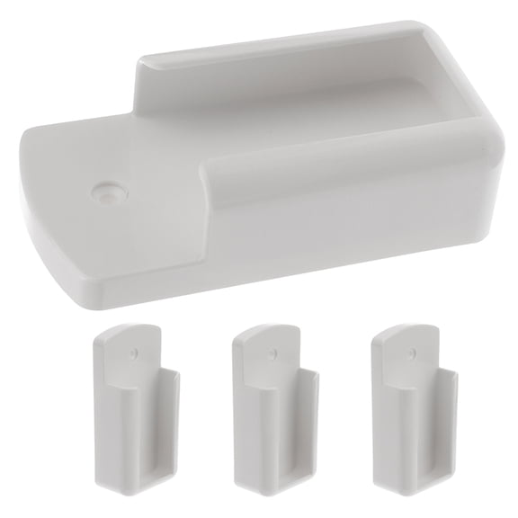 HONMEET 4-Piece Wall-Mounted Remote Control Organizer Set, White Plastic Storage Holders for Home and Office Use