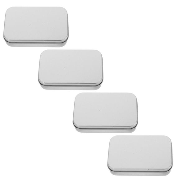 HONMEET 4-Pack Small Metal Storage Boxes with Hinged Lids, Portable Travel Organizer Containers