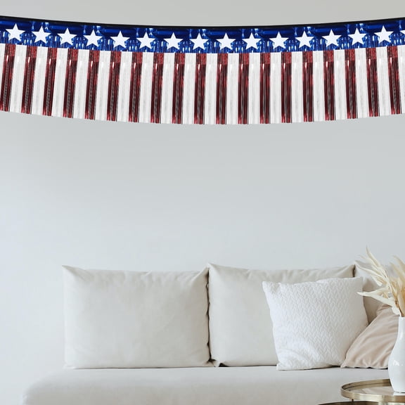 HONMEET 4th of July Independence Day Flag Banner, Multi-Color Plastic Patriotic Decoration for Party and Celebration