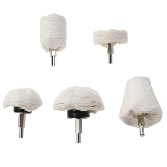 HONMEET 5Pcs T Shape Cloth Polishing Wheel White Mirror Buffing Wheel with Handle for Metal
