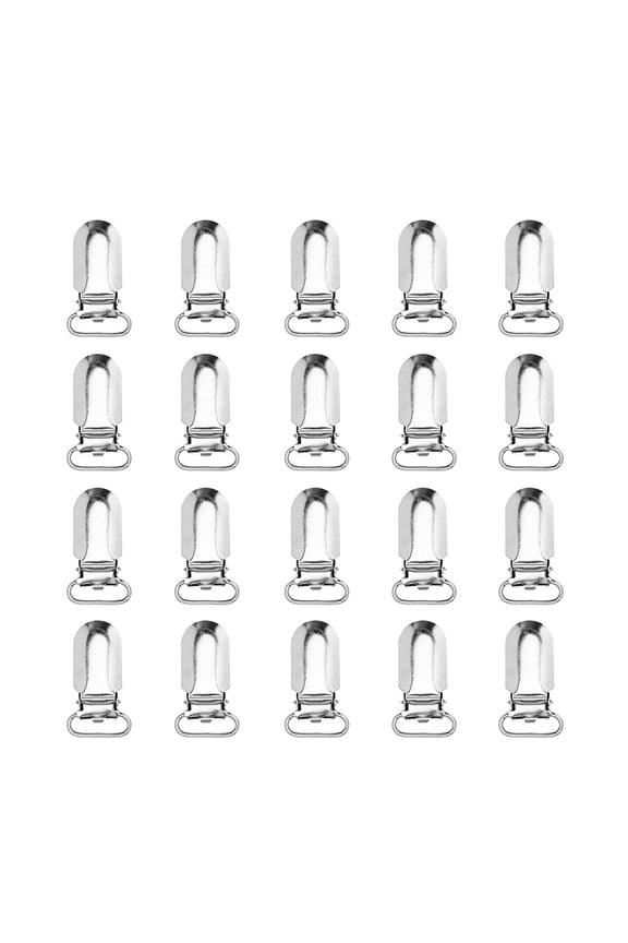 50 Pieces White Metal Suspender Clips for Clothes Durable Iron Clips for Pacifier Holders and Crafts