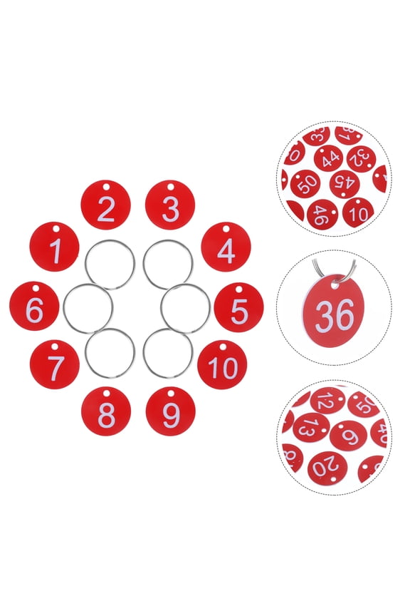 50 Sets Red Round Acrylic Numbered Tags for Queue Management and Organization, and Easy to Use