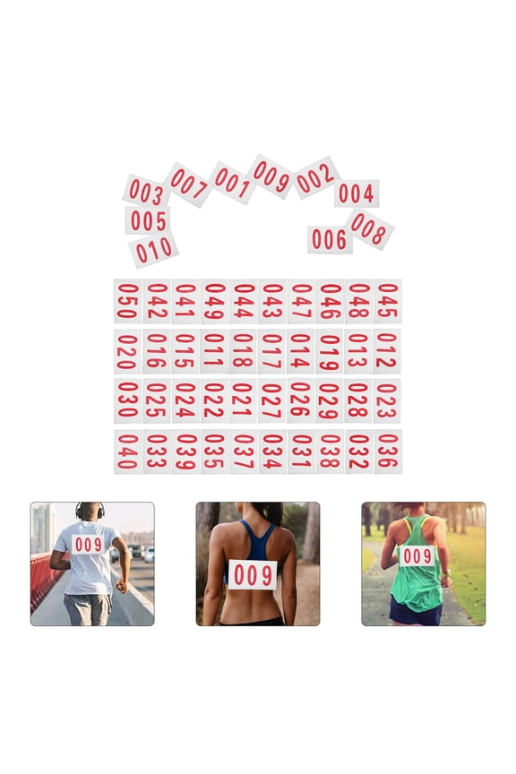 Red Polyester Cotton Race Bibs with Numbers for Running Competitions and Sports Events Lightweight