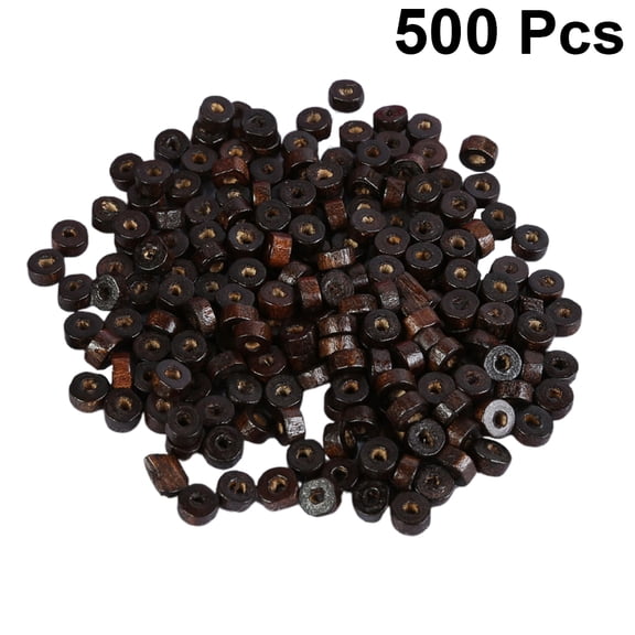 HONMEET DIY Jewelry Coffee Wooden Beads with Hole for Crafting 500Pcs