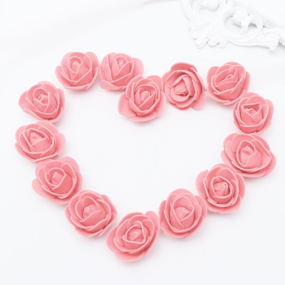 HONMEET Artificial Flower Head Fake Rose Head Decor Pink Foam 50Pcs 1.4X1.4X1In