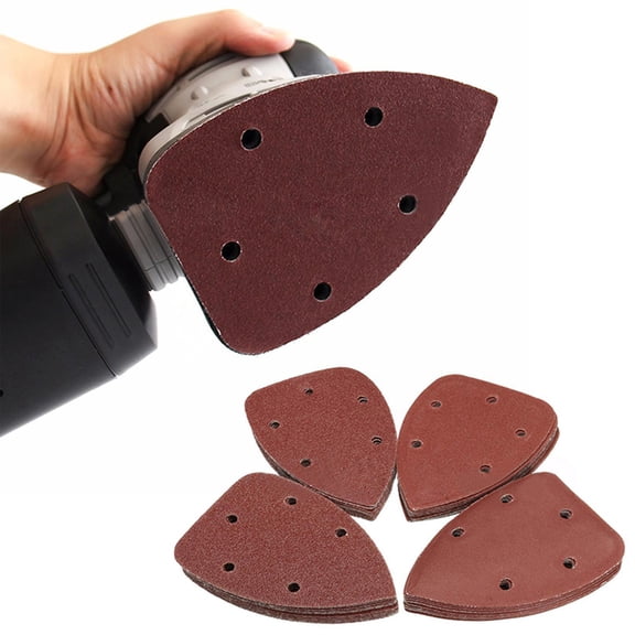 HONMEET 50Pcs Brown Hook and Loop Sandpaper Triangle Pads for Moisture Resistant Surface Preparation