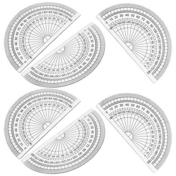 HONMEET 50Pcs Transparent Plastic Protractor 180 Degrees Half Round Accurate Math Measuring Tool