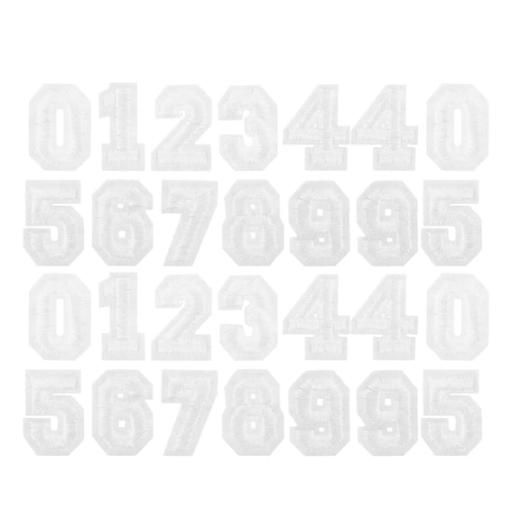 HONMEET 50Pcs White Iron on Number Embroidery Patches for Clothes Sports Jerseys and Casual Wear