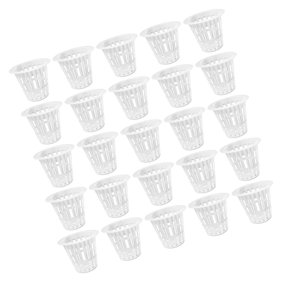 HONMEET 50Pcs White Hydroponic Net Pots for Gardening with Slotted Mesh Cups for Root Aeration