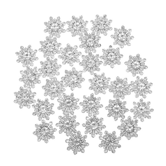 HONMEET 50Pcs Silver Snowflake Rhinestone Buttons for Sewing Decorative Craft Embellishments
