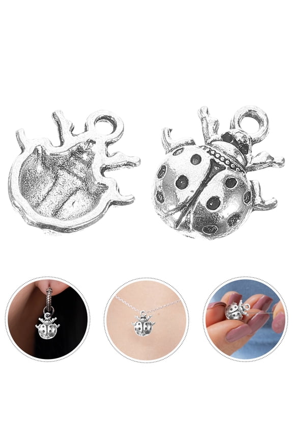 50 Pieces Small Ladybug Charms Metal Pendants for Jewelry Making Craft Accessories