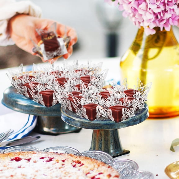 HONMEET 50Pcs Truffle Cups Paper Wrappers Solid Color Butterfly Shape for Chocolates and Desserts