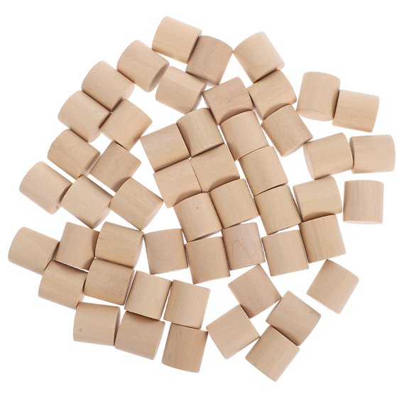HONMEET 50Pcs Blank Blocks Craft for Diy Crafts Light Yellow Unfinished Wood Cylinders Creative Education