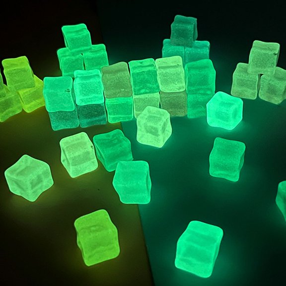 HONMEET 50pcs Luminous Ice Cubes Artificial Ice Cubes Assorted Color for Restaurant Use