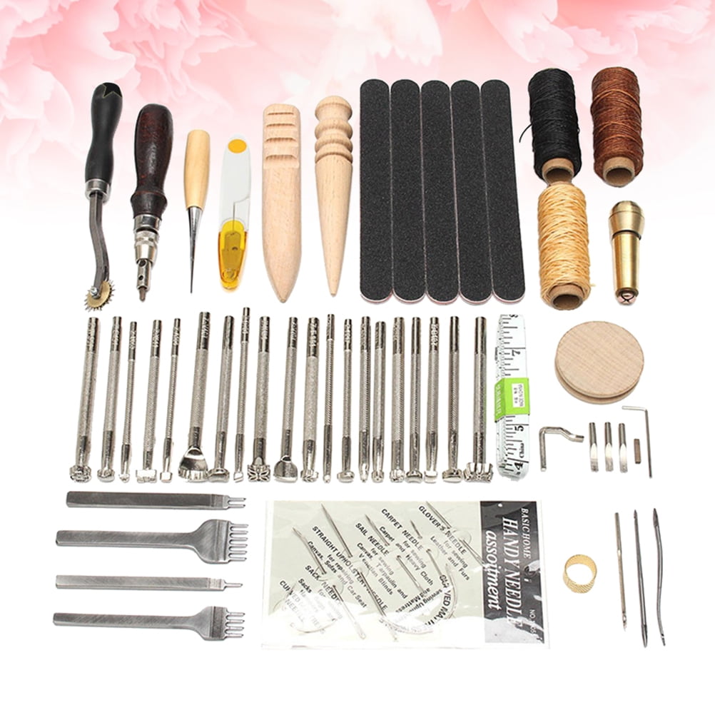 HONMEET 59-Piece Crafting Tool Set with Colorful Wooden Handles for Sewing, Repair, and Projects