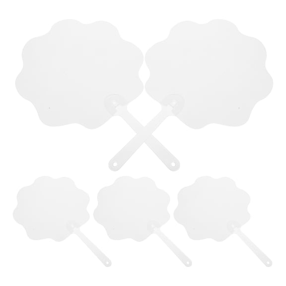 HONMEET White Wedding Hand Fans 5-Pack for Guests, Elegant Bridal Party Heat Transfer Fans, Ideal Wedding Accessories
