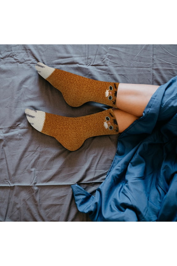 5Pairs Adorable Cat Winter Socks Elastic Ankle Fit Breathable Warm Socks for Home