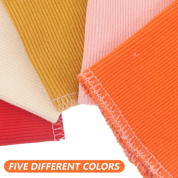 HONMEET 5 Pairs Seamless Cotton Rib Knit Cuffs for Jacket Sleeves, Elastic Ribbed Fabric in Assorted Colors for Fit