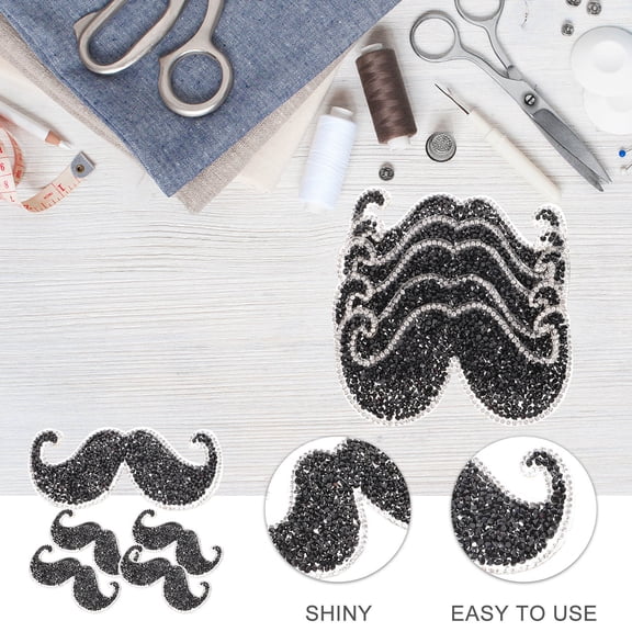 HONMEET 5Pcs Black Mustache Garment Patch Easy Sew on Applique for Clothes and Backpack