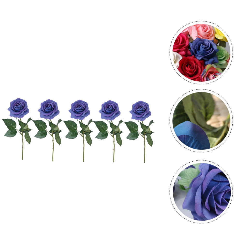 HONMEET 5pcs Silk Rose Flowers Artificial Plastic Simulation for ...