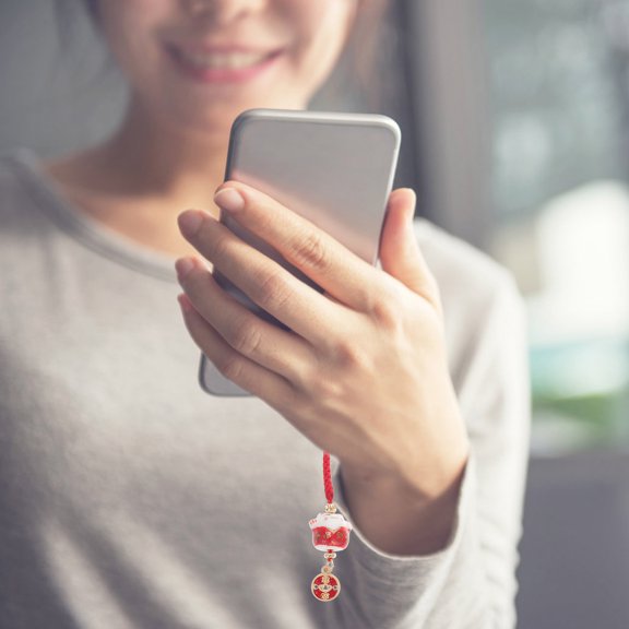 HONMEET 5-Pack Lucky Cat Phone Charms with Hanging Strap for Mobile Phone Decoration and Accessories