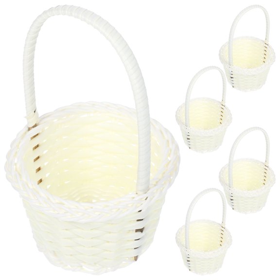 HONMEET Stylish White Storage Basket with Plastic Rattan and for Home Organization and Decor