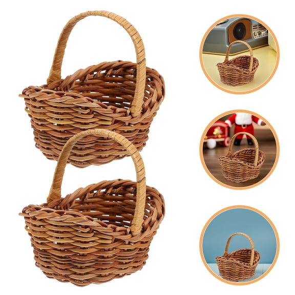 HONMEET Handmade Brown Woven Storage Baskets Portable for Party Favors and Home Organization