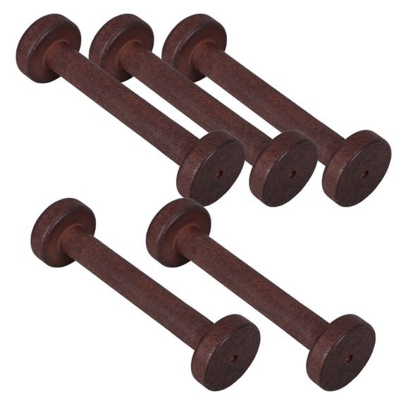 HONMEET 5-Pack Hand-Polished Wooden Craft Spools in Brown Antique Finish for Yarn, Twine, Elastic Thread