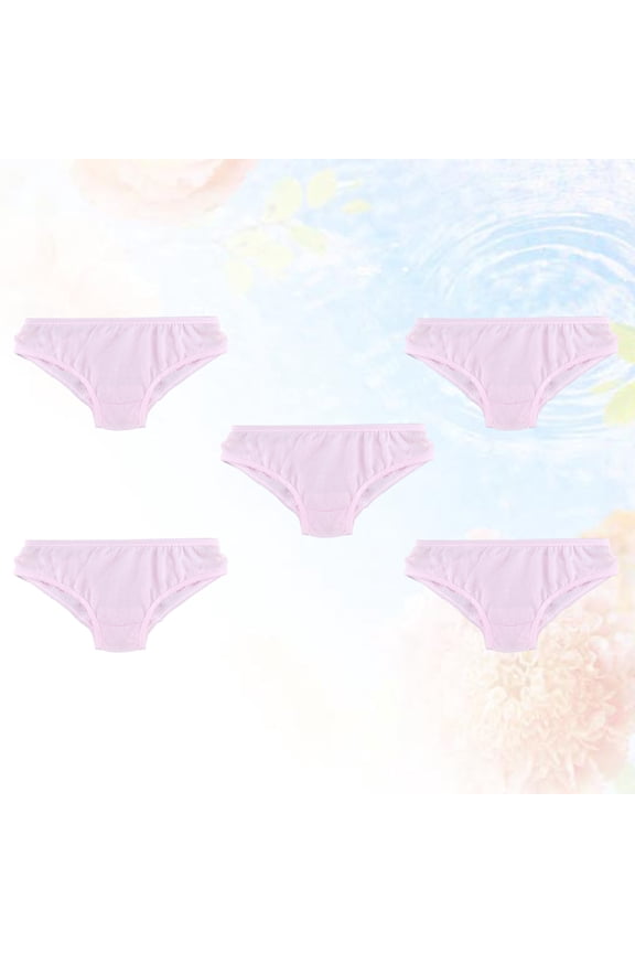 5Pcs Cotton Disposable Panties Soft Breathable Pink Underwear for Travel and Daily Use