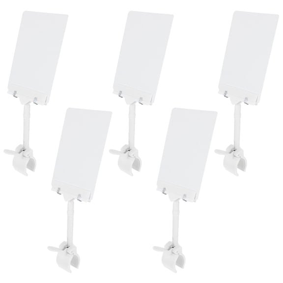 HONMEET 5Pcs Multi Function White Price Display Stand with Sturdy Metal and PVC for Daily Use