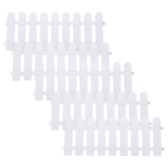 HONMEET 5Pcs Plastic Garden Fence White Decorative Picket Outdoor Lawn Protective Guard Edging