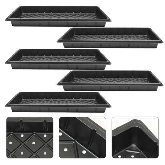 HONMEET 5-Pack Seed Starting Trays with Drainage Holes, Plastic Greenhouse Plant Propagation Containers