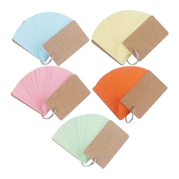 HONMEET 5Pcs Portable Blank Flash Cards Notepad with Rings for Vocabulary and Quick Notes