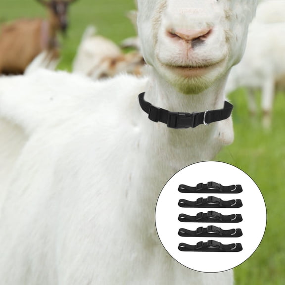 HONMEET 5Pcs Quick Release Buckle Goat Collar in Black Polyester for Farm Animal Identification