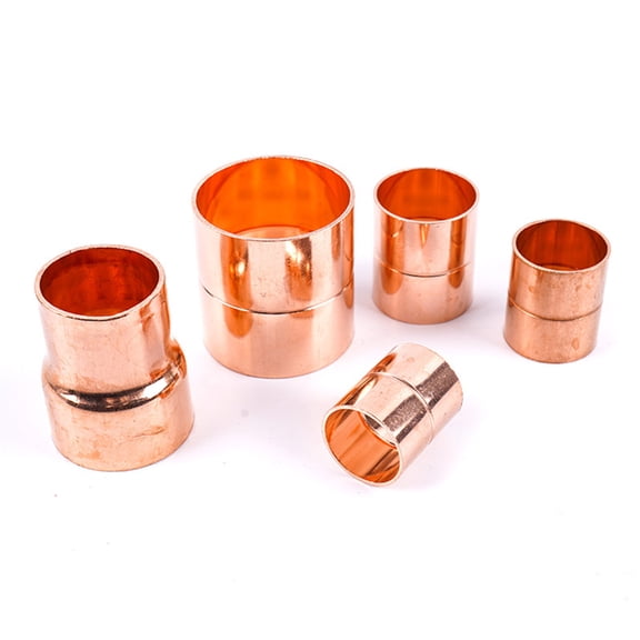 HONMEET 5Pcs Rose Gold Straight Copper Coupling Hvac Welding Fittings for Tubing Replacement