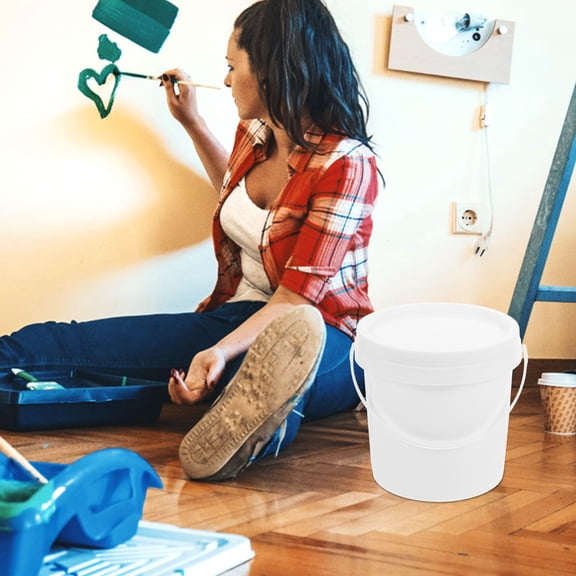 HONMEET 5-Pack Multipurpose White Plastic Buckets with Lids, Storage Containers for Home, Garden, and Cleaning Use