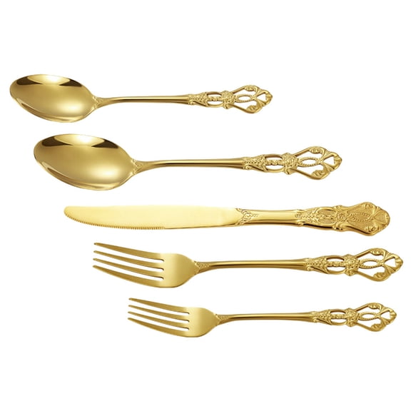 HONMEET Golden Stainless Steel Western Style Flatware Set for Most People 1 Set