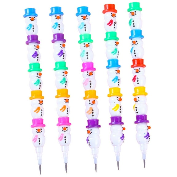 HONMEET Snowman Shape Plastic Pencils Assorted Color 5Pcs 5.50X0.39X0.39in