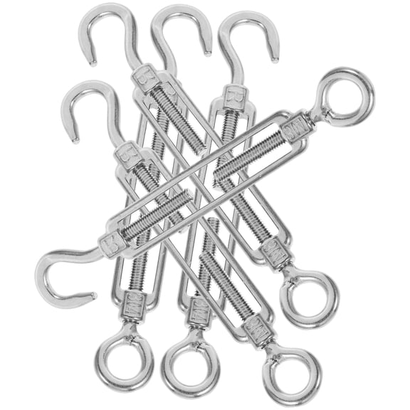 HONMEET 5Pcs Stainless Steel Eye Turnbuckle Wire Rope Tension Tool for Rope Tightening Silver