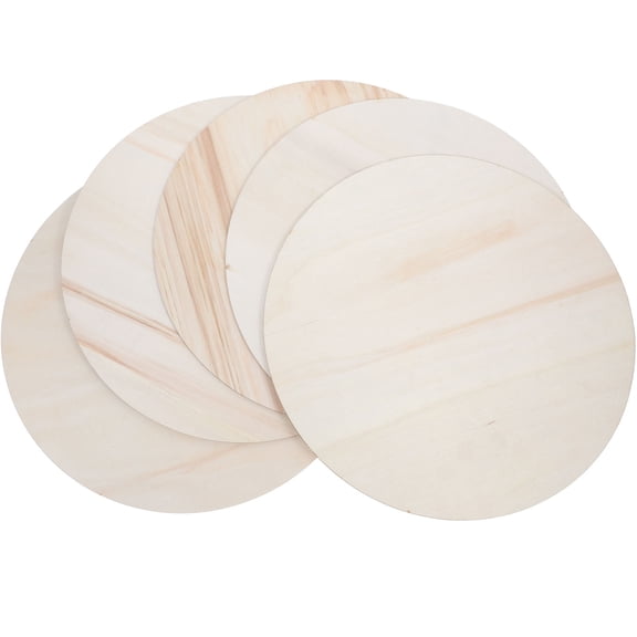 HONMEET 5Pcs Wood Rounds for Crafts Unfinished Wooden Cutouts Large Circular Khaki 11.8In Diameter