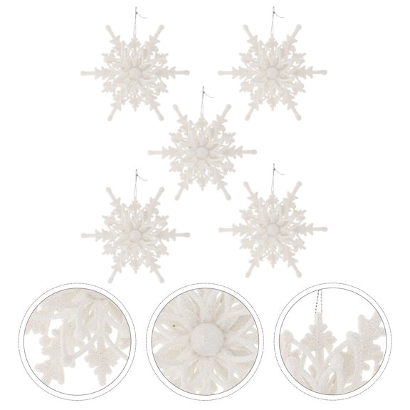 HONMEET 3D Christmas Snowflake Decor, White Plastic, for Tree and Ceiling, Festive Hanging