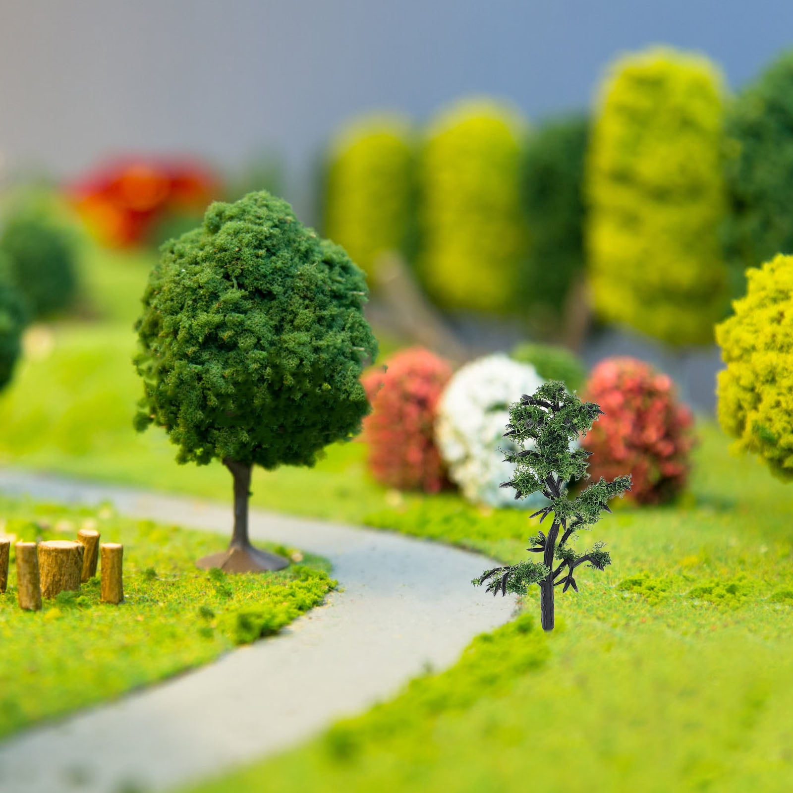 HONMEET 5pcs Miniature Pine Trees for Landscaping, Green Plastic Model ...