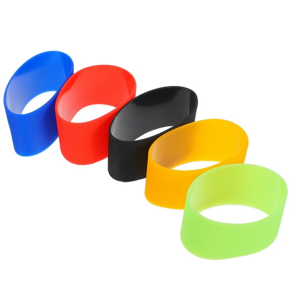 HONMEET 5-Pack Assorted Color Heat Insulation Bottle Bands for Glass Cups and Bottles, Reusable Protective Sleeve