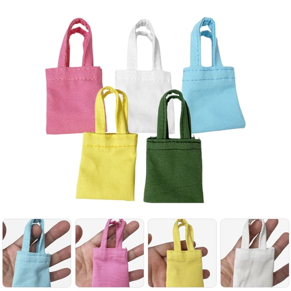 HONMEET 5Pcs Mini Kraft Bags Canvas Plastic Table Decor Mini Scene Design for Dollhouse Building Supplies