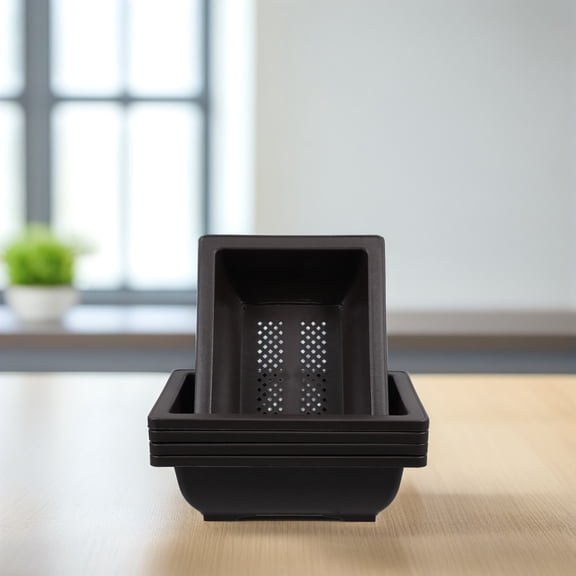 HONMEET 5-Pack Black Plastic Orchid Pots with Drainage Holes, Perfect for Small Plants, , and Indoor Garden Use
