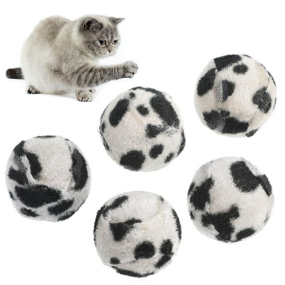 HONMEET 5pcs animal ball cat toy Plush Animal Wrapped Anxiety Reduction Indoor .4in