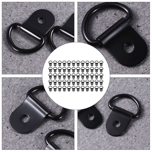 HONMEET heavy duty picture hanger D-Ring Tie Downs Black Handmade Supplies Wall Decoration 60pcs