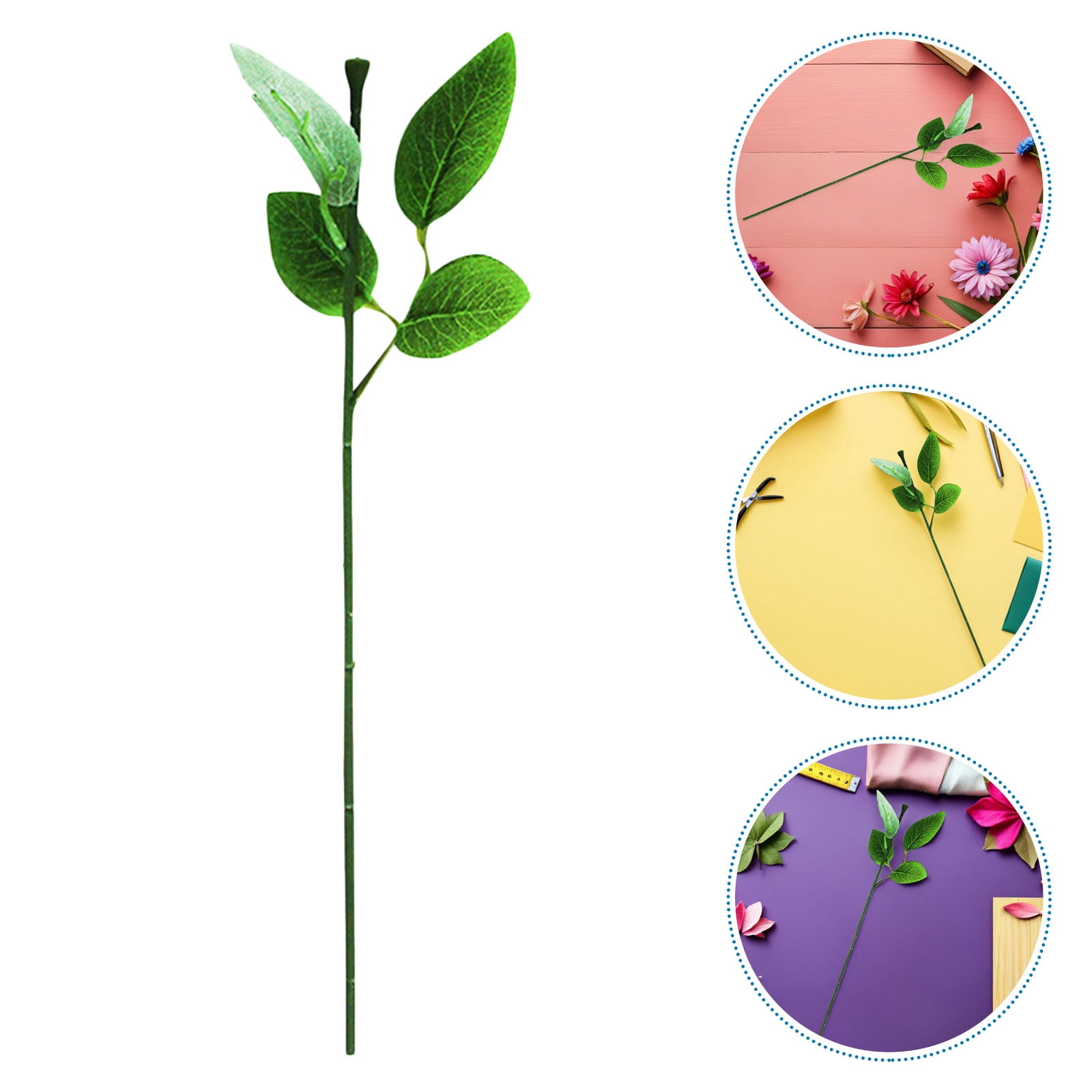 HONMEET 60Pcs Green Artificial Rose Stems with Faux Leaves Plastic Floral Stems for Craft and Bouquet