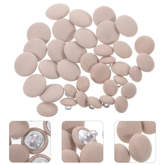 HONMEET Khaki Round Sewing Buttons, Polyester-Aluminum Mix for Crafts, Garment Repairs and Projects